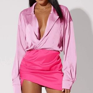 SHEIN BAE colorblock drop shoulder lapel neck dress